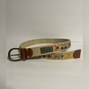 Fossil Women’s Superior 1959  Multicolor Canvas and Leather Belt Size L